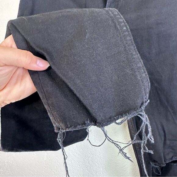 ReDone 90’s High Rise Ankle Crop in Jet Black with Rips Size 25 - Picture 10 of 12